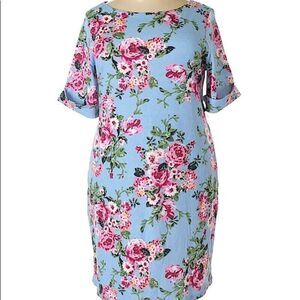 Karen Scott Sport Womens Printed Floral‎ Blue Dress Sz L